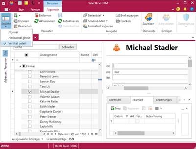 SelectLine CRM geteilte Ansicht